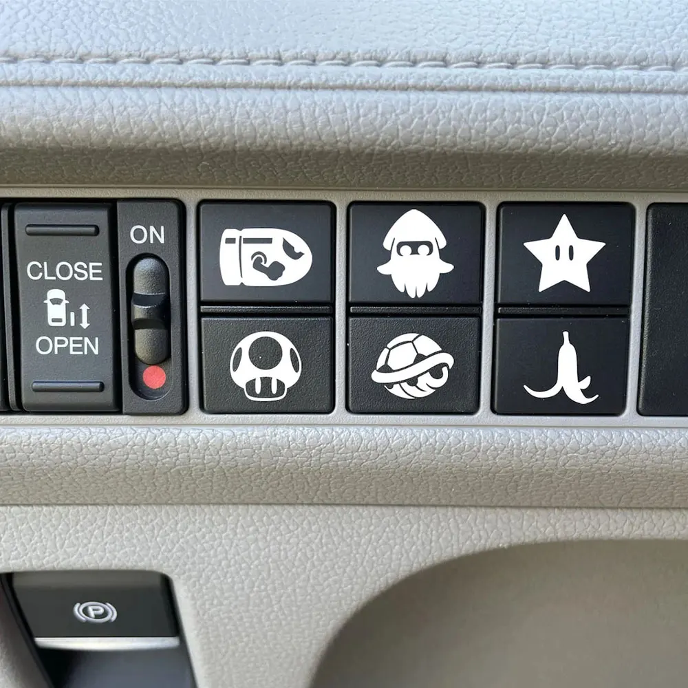 

Мультяшные пустые виниловые наклейки-кнопки для автомобиля и грузовика, белые, для декора салона автомобиля, вырезанные по контуру