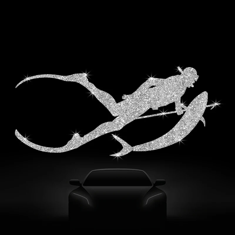 Car Sticker Free Diving SpearFishing Diving Snorkelling Sticker, Shiny Bright Sticker Covers Scratches, Wall Sticker
