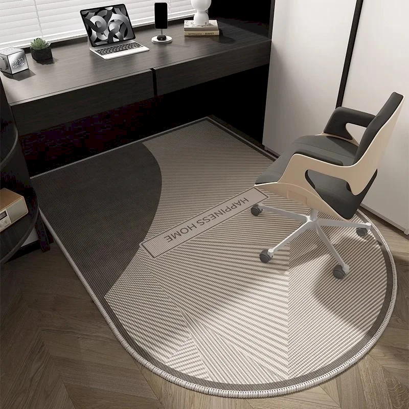 VIKAMA Minimalist Gray Color Block Semi-Circular Gaming Chair Carpet Anti Slip Sound-Absorbing Soft Floor Mat Home Decoration