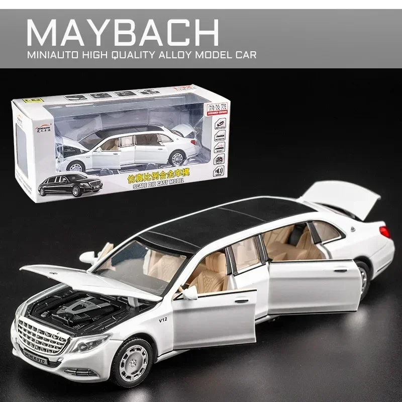 1:32 Mercedes Benz Maybach S650 Extended version Diecast Metal Alloy Model car Sound Light Collection Kids Toy Gifts A85