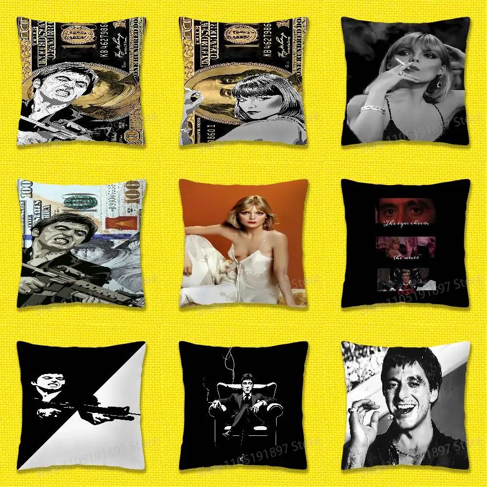 S-ScarfaceS T-Tony Montana Throw Pillow Case For 45x45cm 40x40cm 30x30cm 50x50cm 55x55cm Square Home Pillowcase Case