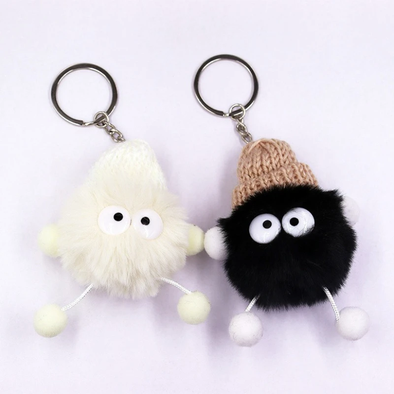 Small Coal Ball Keychain Plush Pendant Spirited Away Girl Cute School Bag Small Pendant Cartoon Pendant Keychain