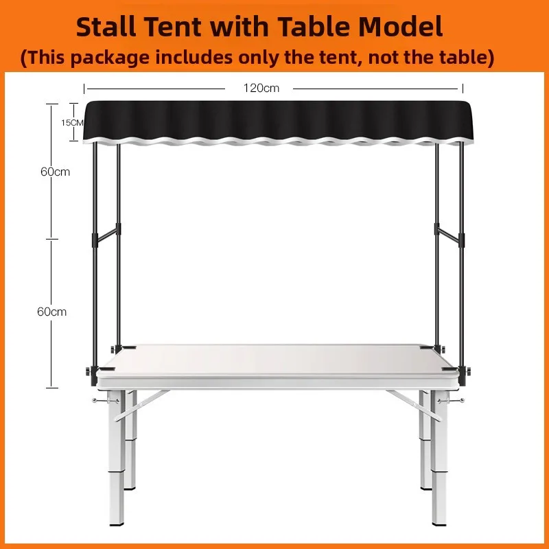 Portable Mobile Stall Canopy High Peak Sun Shelter, Outdoor Push Cart Booth Top Sun Shade Canopy for Market Vendor Stall