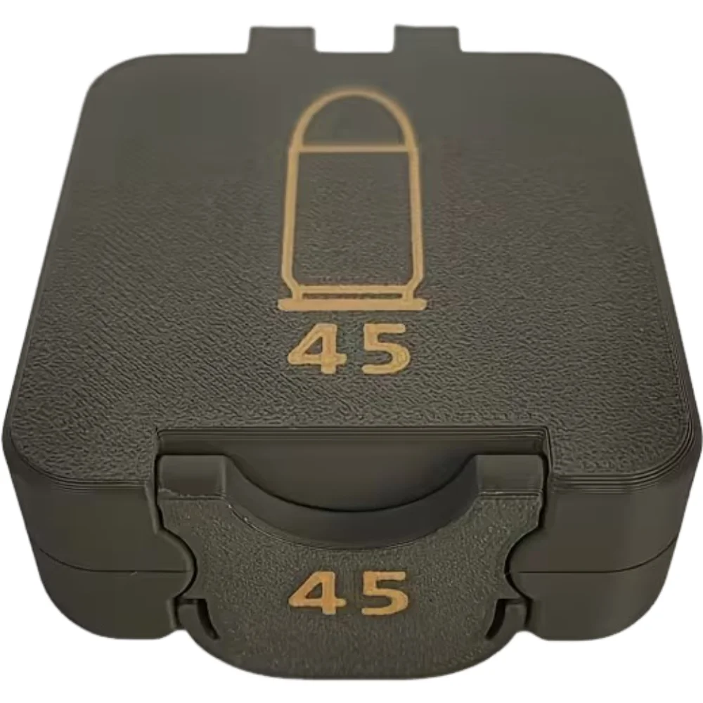 Mini 45 ACP Ammo Box, 25 Rounds Capacity, Snap-On Lid with Removable Liner, Compact Pistol Ammo Case