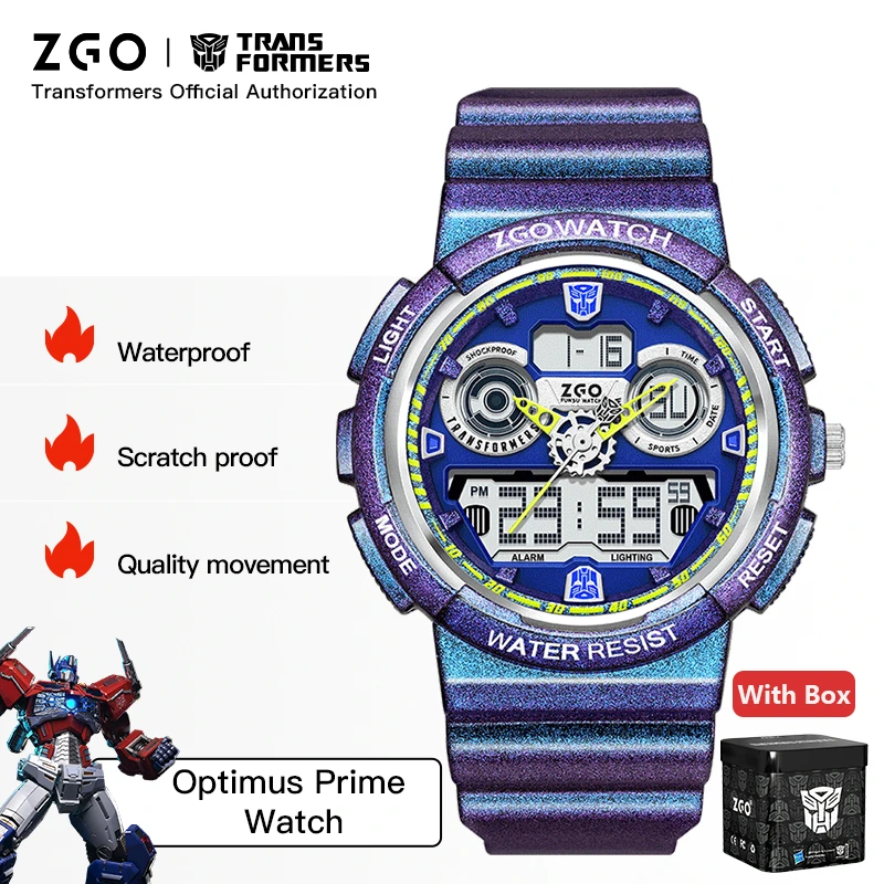 ZGO X Transformers Electronic Watch Dual Display Watches Student Sports Waterproof Wristwatch Multifunctional Luminous Gifts 867