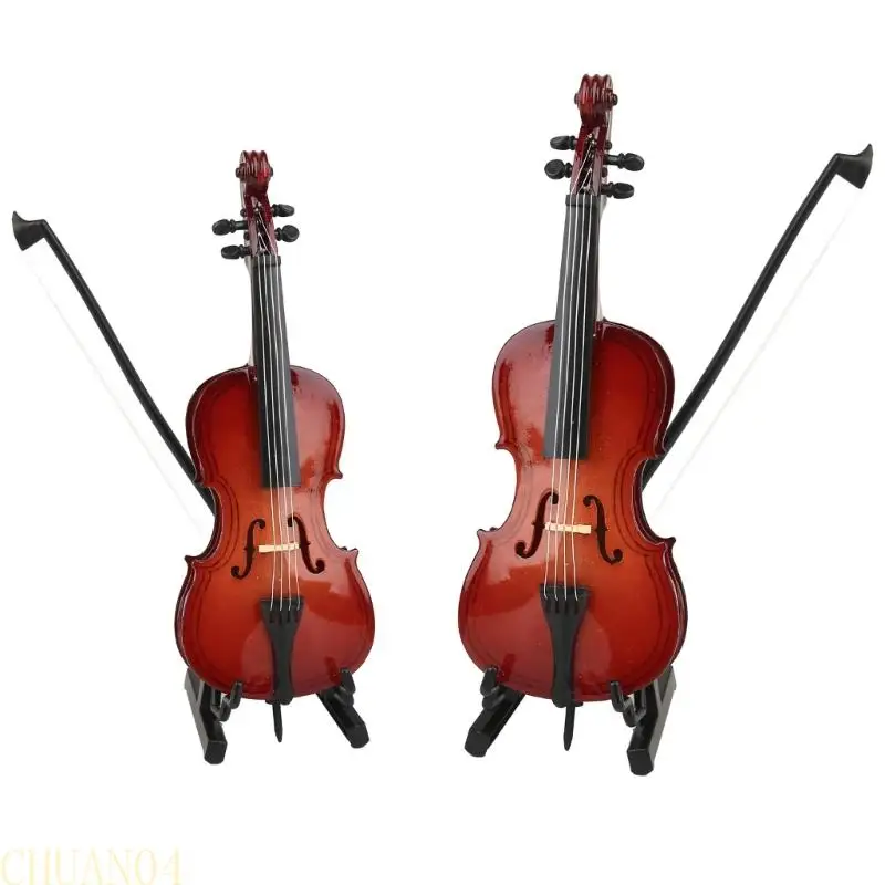 

1pc Small Acoustic Cello Detailed Wood Texture Ornament Sculpture - Ideal for Music Lovers And Home Decor Enhancer