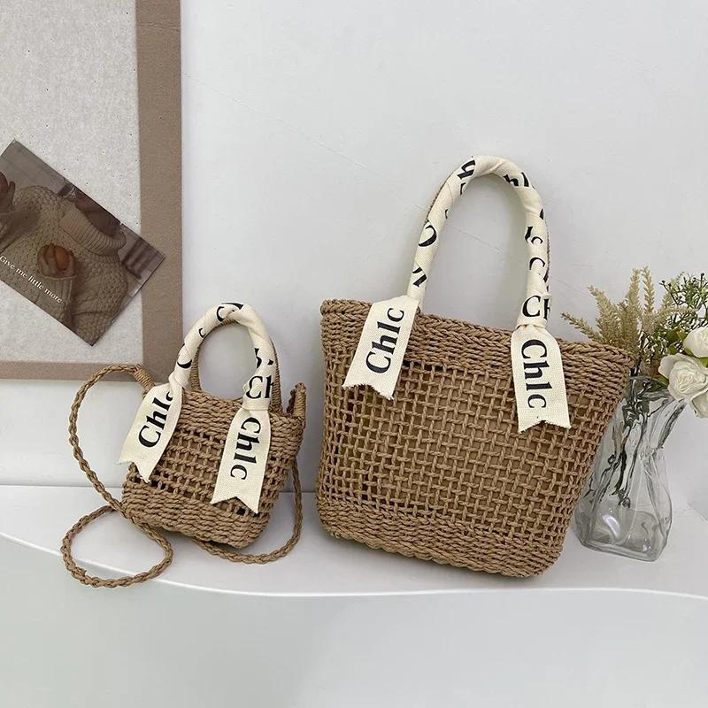 New Women\'s Bag High Quality Straw Woven Hollow Inner Tank Large Capacity Shoulder Bag 2024 Summer Leisure Shopping Handbag