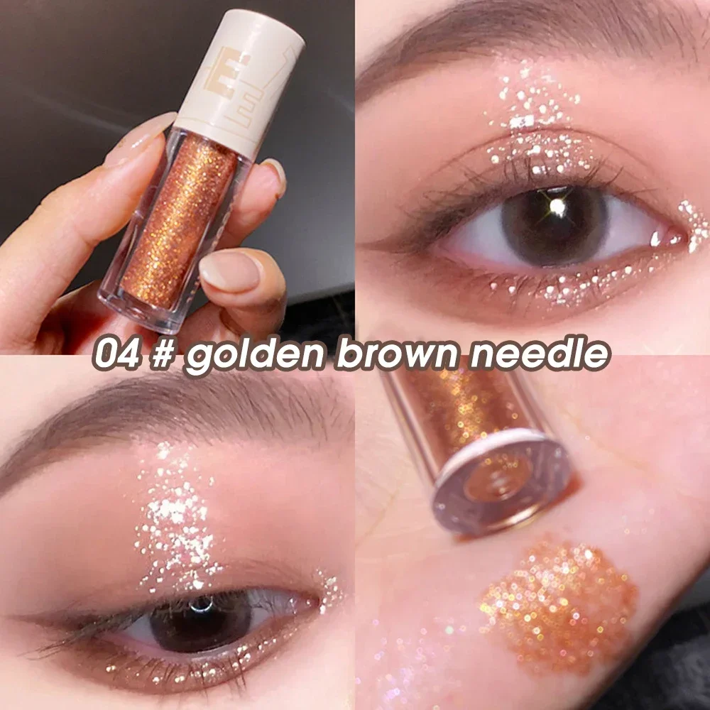 1 Stuks Parelmoerachtige Vloeibare Oogschaduw Sterren Gebroken Diamanten Glitter Oogschaduw Waterdichte Pailletten Liggend Zijderups Oogmake-Up Cosmetisch