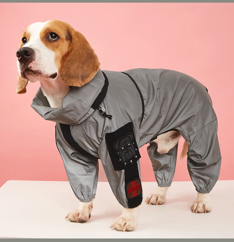 Outdoor-Regenmantel für große Hunde, Sonnenschutz, reflektierende Jacke, Haustier-Regenmantel, Kapuzenpullover, wasserdicht, mittelgroße und große Hundekleidung, Regenmantel-Overall – Detail 16