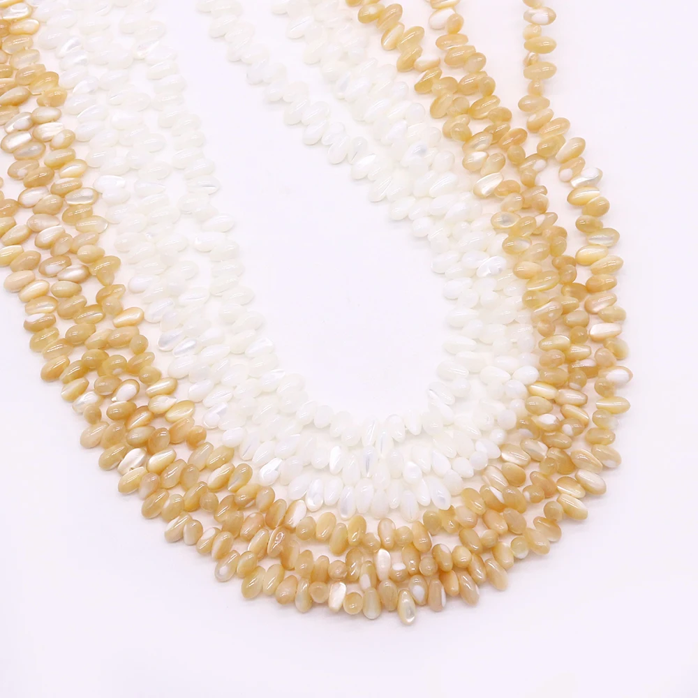 

Natural Mother of Pearl Shell Beads Water Drop Cross Hole Handmade Charm Loose Beads for Jewelry Making DIY Necklace Accessories