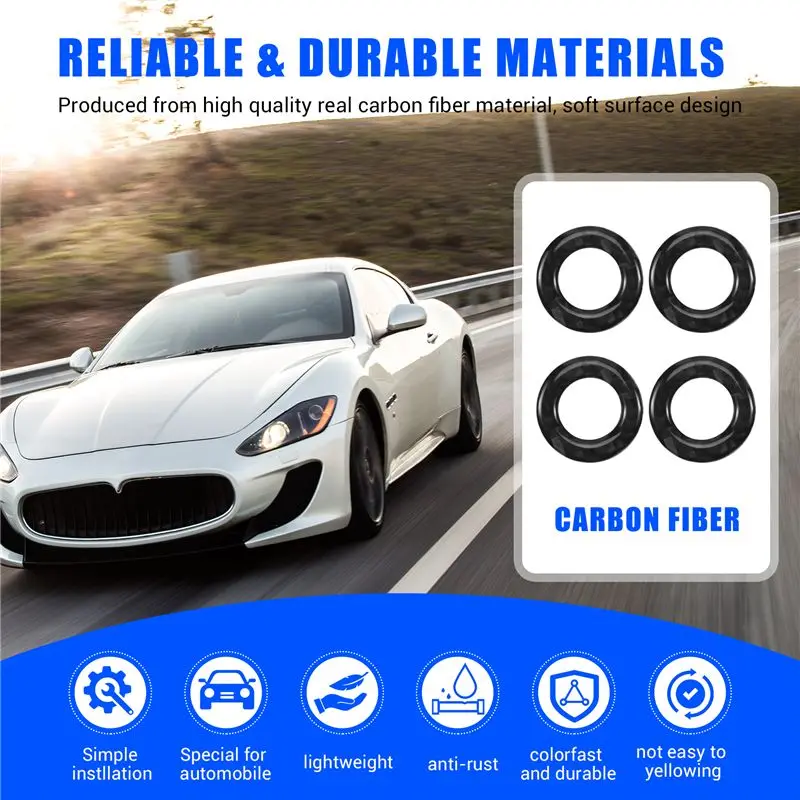 Leading-Car Door Pin Trim, 4Pcs Carbon Fiber Door Lock Pin Cover Trim Fits For Mercedes Benz C-Class W205 GLC C180 C200L C260L