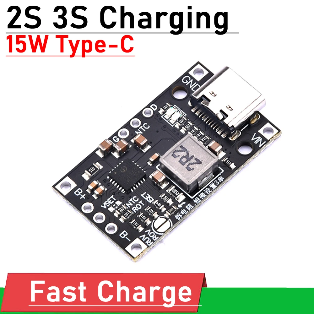 15W Type-C USB 2S 3S boost Fast Charging module 8.4V 12.6V li-ion Lithium Battery Charge W balance DIY Drone Power