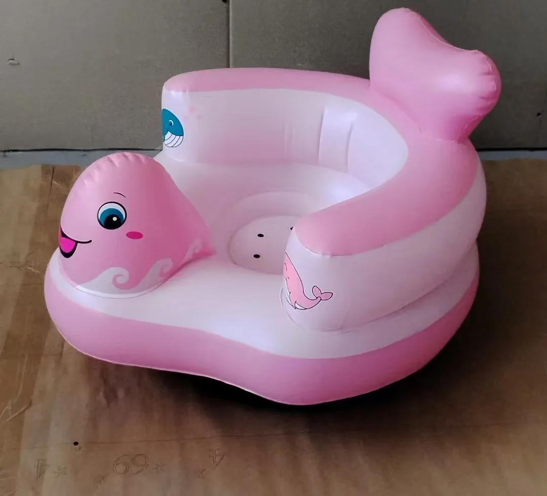 Inflatable Baby Bath Chair Sofa Seat Portable Puff PVC Support Practice Sitting Training Stool for Toddlers Multifunctional Seat