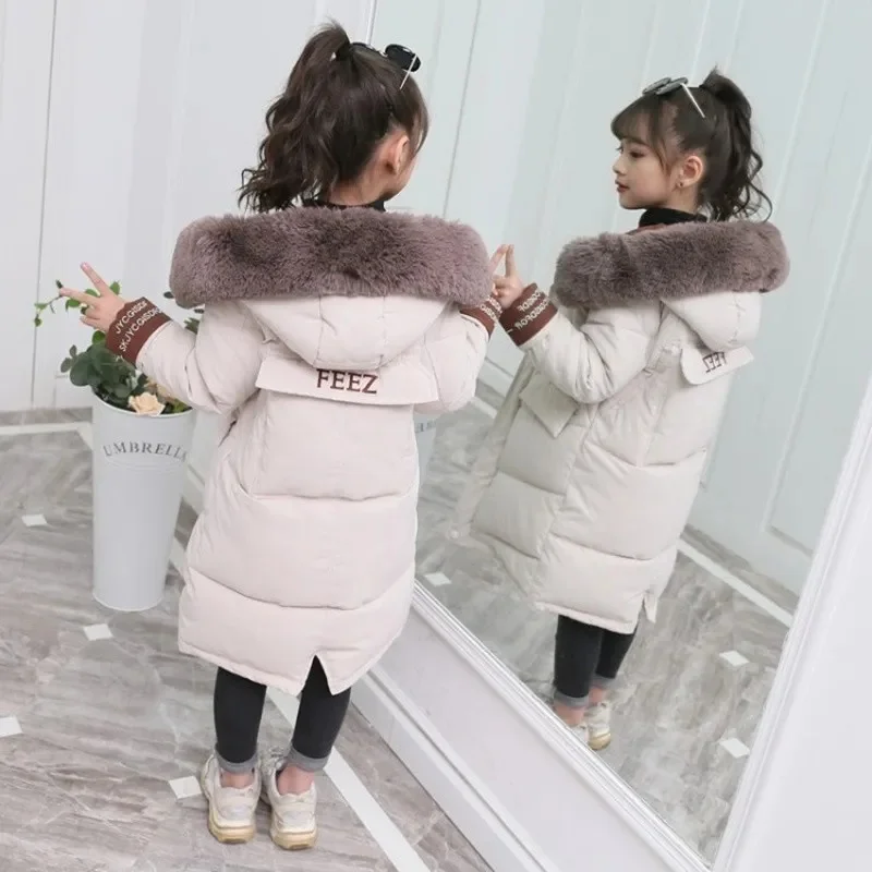 

Children Winter Jackets Warm Down Cotton Coat New Girls Clothing Parka Fur Collar Girl Thicken Overalls Hooded Kids Clothes