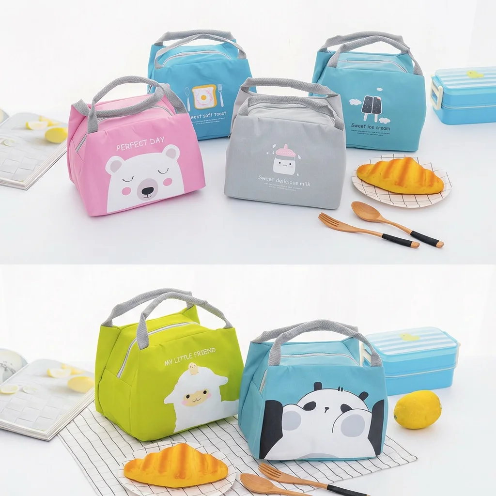 Insulated Lunch Bag Portable Thermal Cooler Tote Oxford Fabric Cooler Bag Thermal Cartoon Lunch Tote For Food Storage Outdoor
