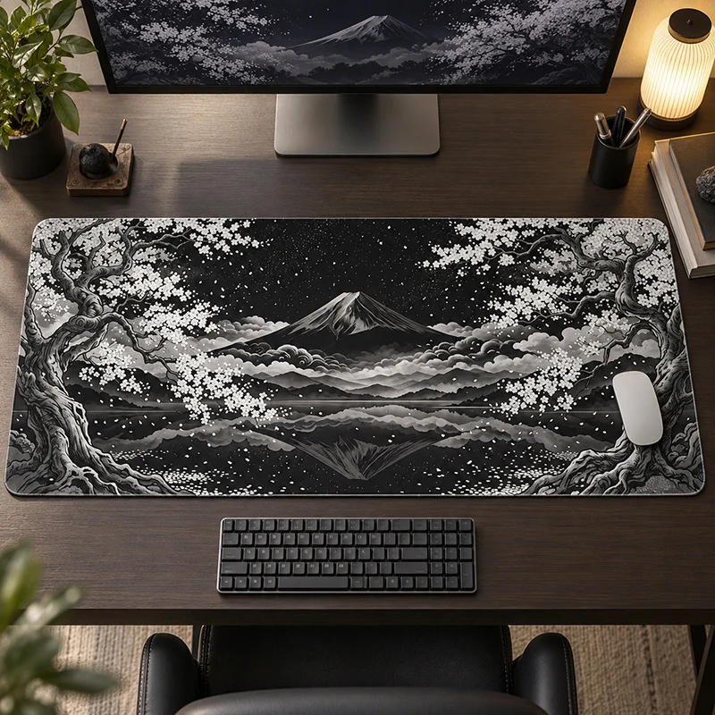 Mouse Pad Monochrome Mount Fuji Gamer XL Large Home HD Mousepad XXL keyboard pad Non-Slip Natural Rubber Carpet Mouse Mats