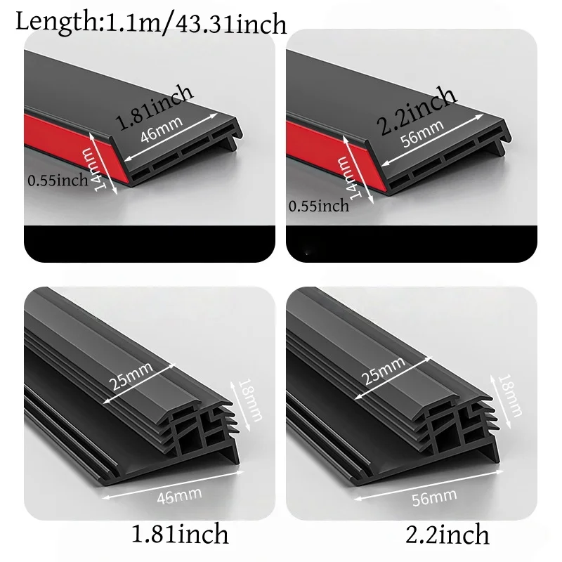 1PC 1.1m/43.31inch Sliding Window Water Blocking Bar Aluminum Alloy Door Gates Home Garden Hardware Water Rain Deflector Sealing