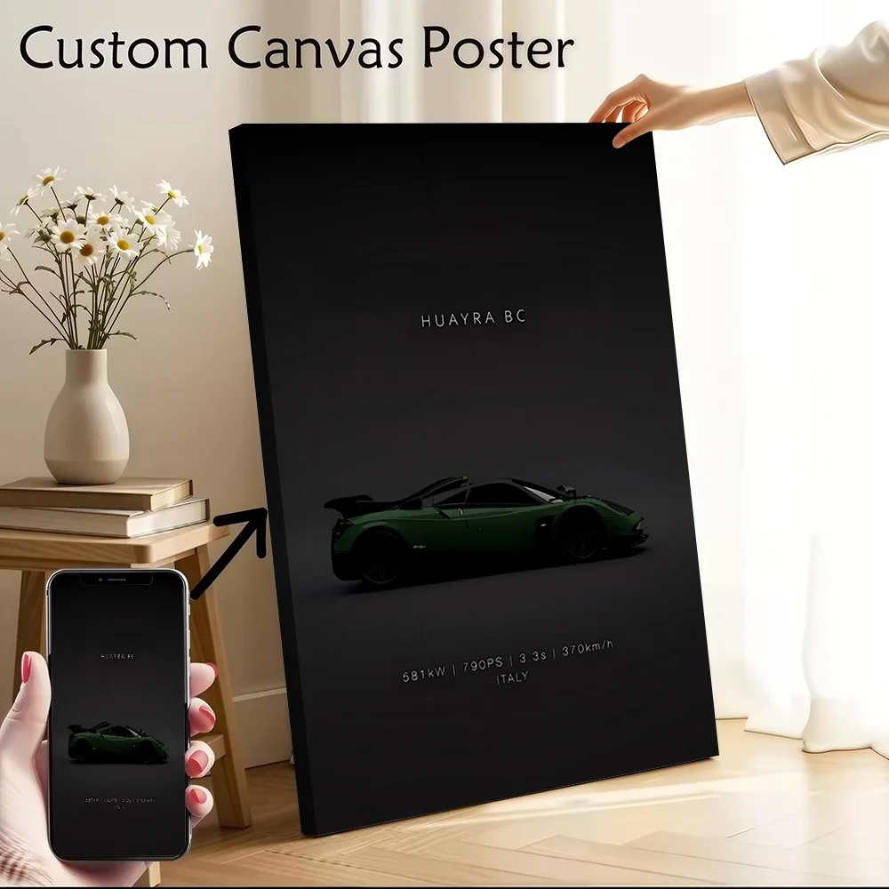 Supercar Huayra BC - Green Specs Canvas Poster Customizable Pictures Wall Art Canvas Painting for Modern Home Decoration Room