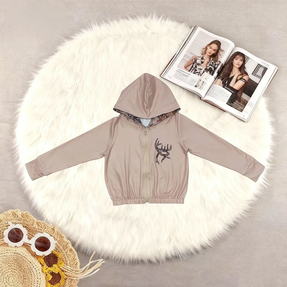10.13 Baby Girls Long Sleeve Tops Baby Girls Camo Deer Hunting Hooded Tops Cardigans