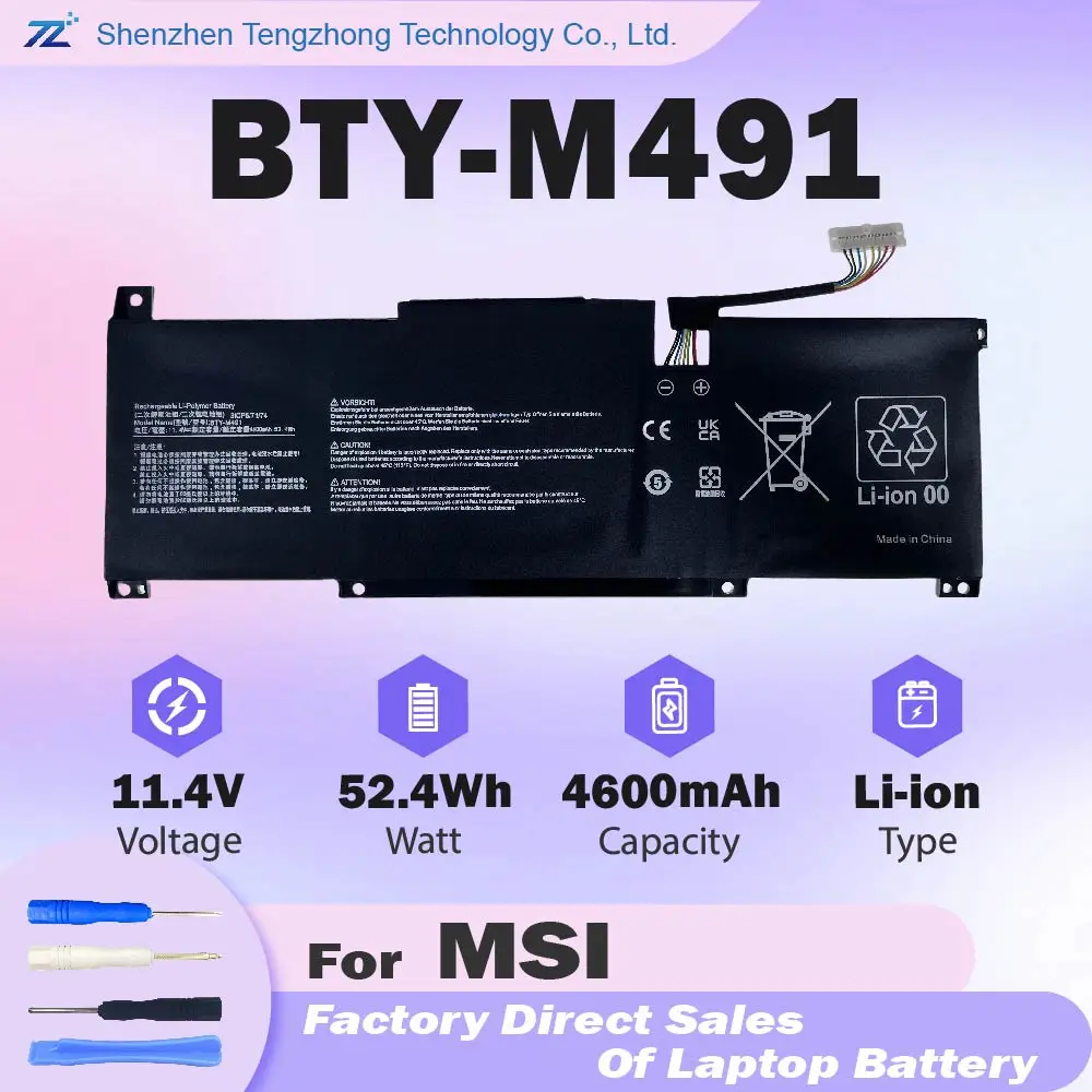 BTY-M491 Laptop Battery for MSI Modern 15 A10M A10M-028DE A10M-029 A10RAS A10RAS-076FR A10RAS-206IT A10RB A10RB-041TW A10RD