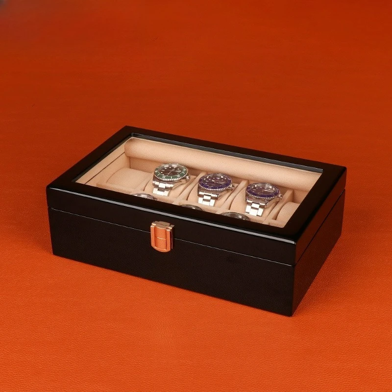 New watch storage box, home watch jewelry integrated box, high-gloss paint collection watch box