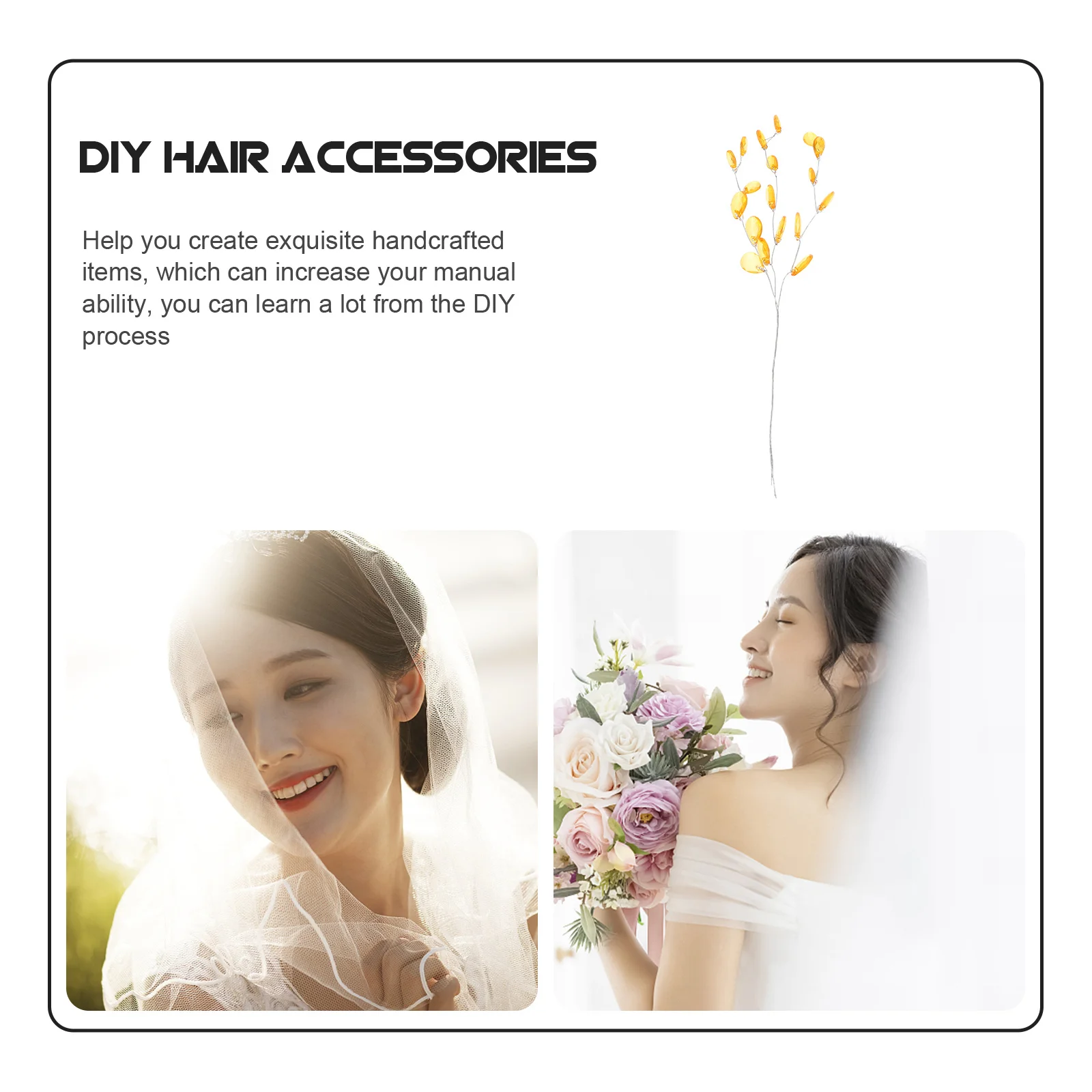 

50Pcs Woven Hair Accessory Floral Garland Acrylic Flower Branches DIY Decor Craft Supplies for Wedding Party Headdress Making