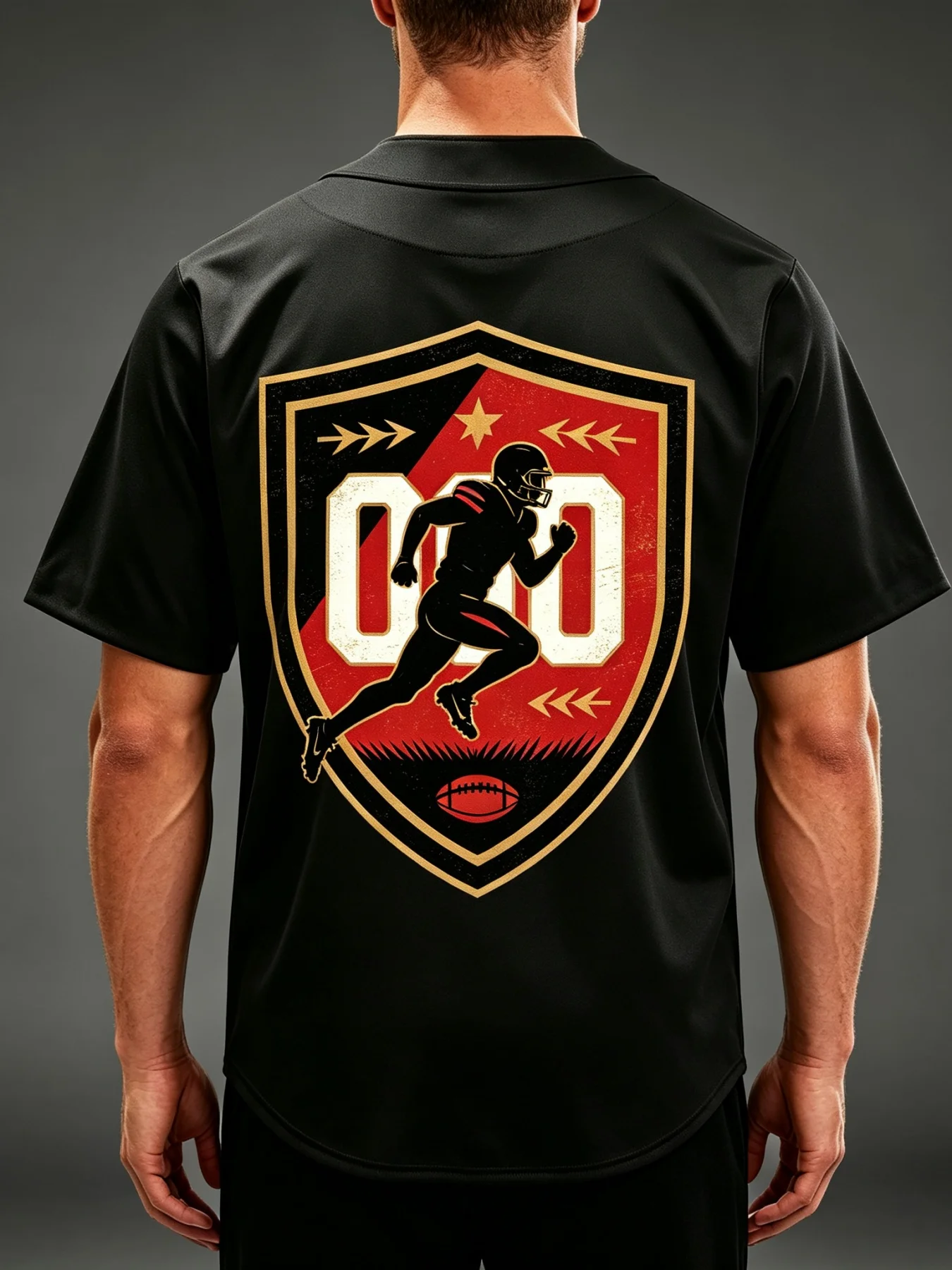Men's Retro American Football Player Graphic Jersey #21 Vintage Button-Up Short Sleeve Rugby Print Baseball Shirt Casual Sports Wear