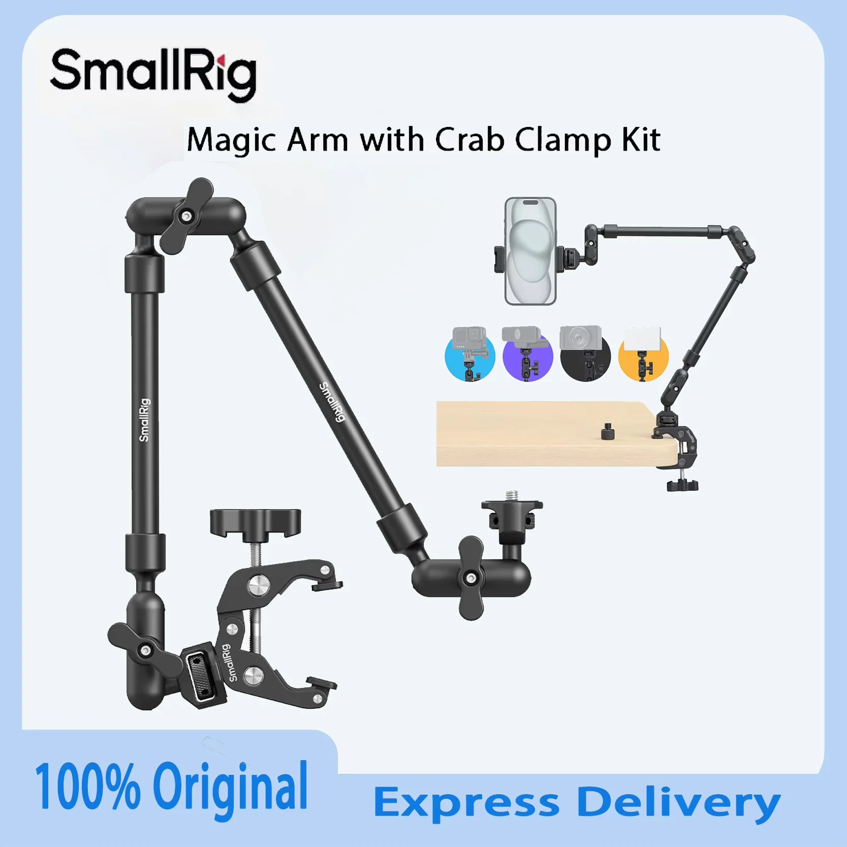 

Original SmallRig 4766 Magic Arm Crab Clamp Kit Fit For Smartphones Webcams Stable Hold 56cm Flexible Boom Arm Universal