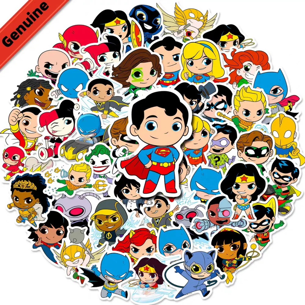 50Pc Genuine Dc Justice League Cartoon Sticker Superheroes Superman Wonder Woman Stationery Guitar Water Bottle Waterproof Decal