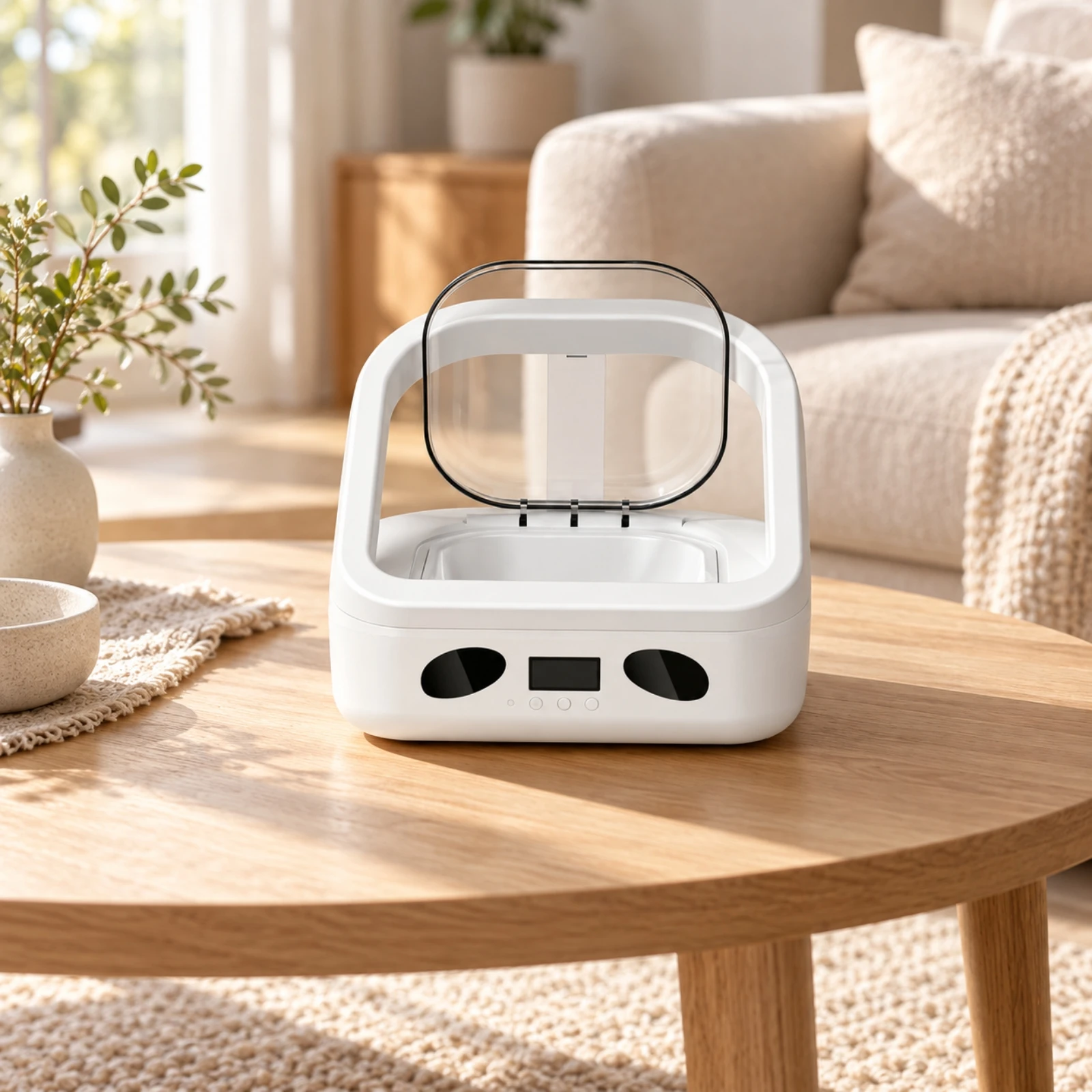 Infrared Pet Feeder Universal Serial Bus Automatic Pet Feeder with NFC Chip Collar Compact Scheduled Feeding for Cat Owners