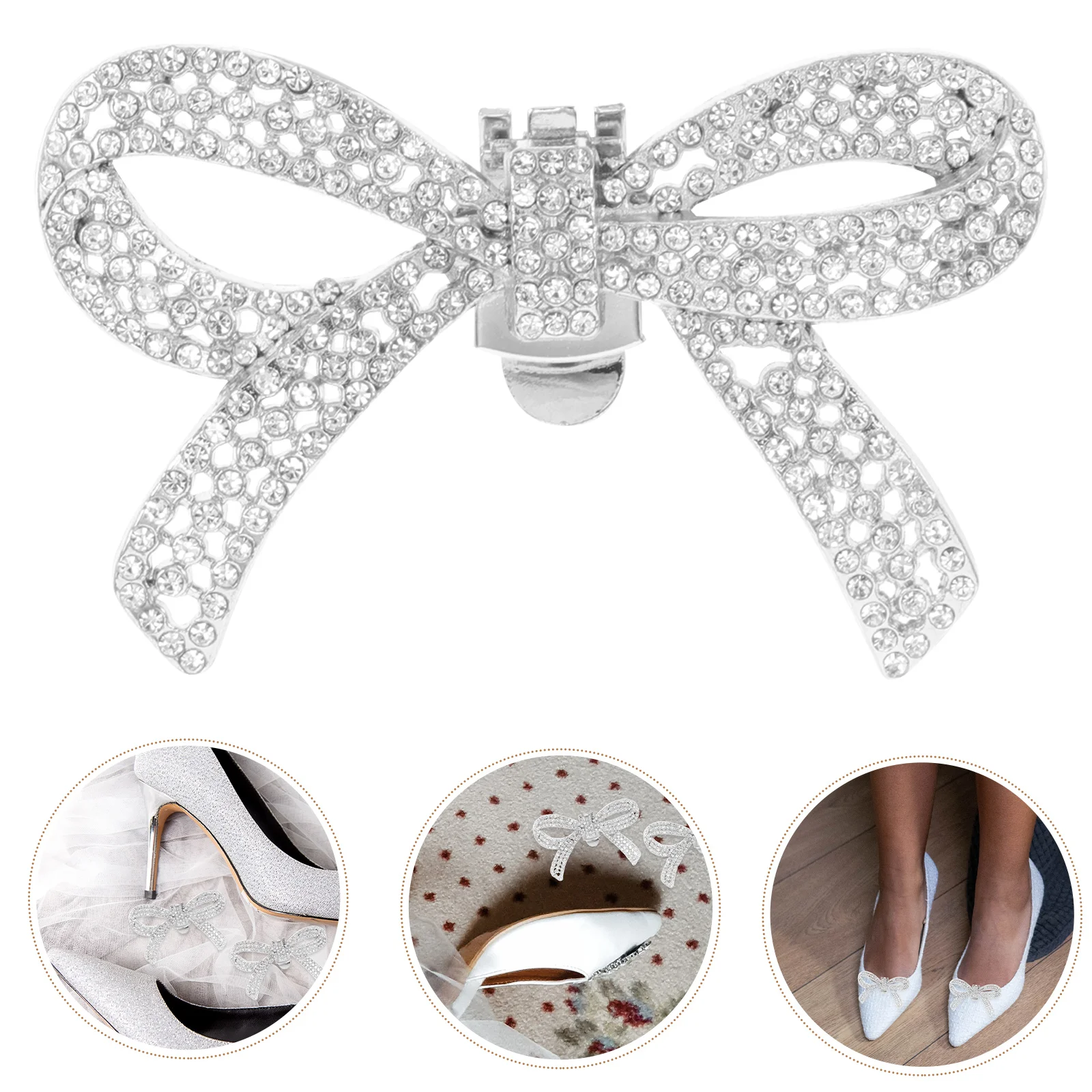

Decorations Bow Collar Shoe Clips for Women Dress Shoes Detachable Embellishments Silver