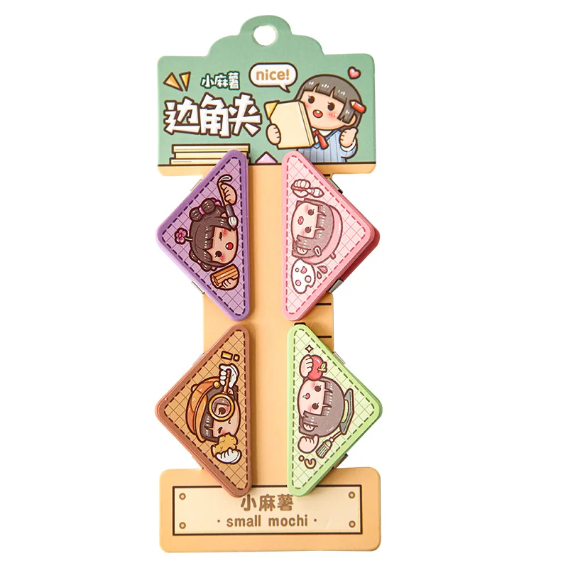 Small Mochi Corner Clip Student Test Paper File Triangle Clip Bill Information Clip 90 Degree Clip Kawaii Stationery Small Gift
