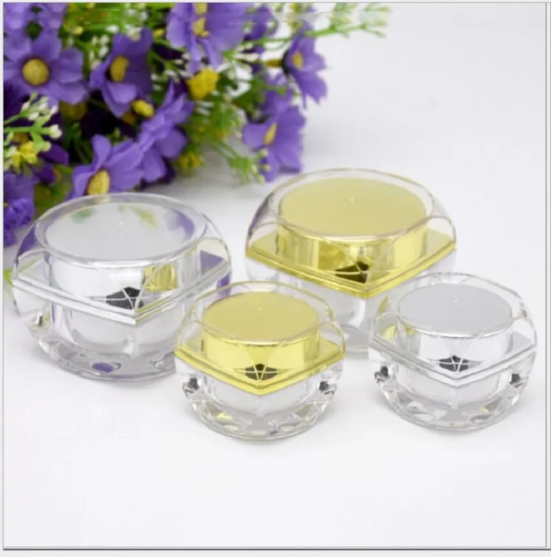 

5g 10g octagon gold silver acrylic jar sample test eye essence cream gel moisturizer art nail skin care cosmetic packing