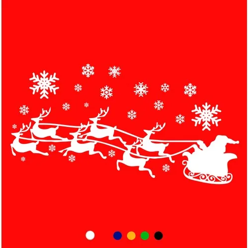 New Jargon New Year Decoration Deer And Santa Claus Sticker Decal-White