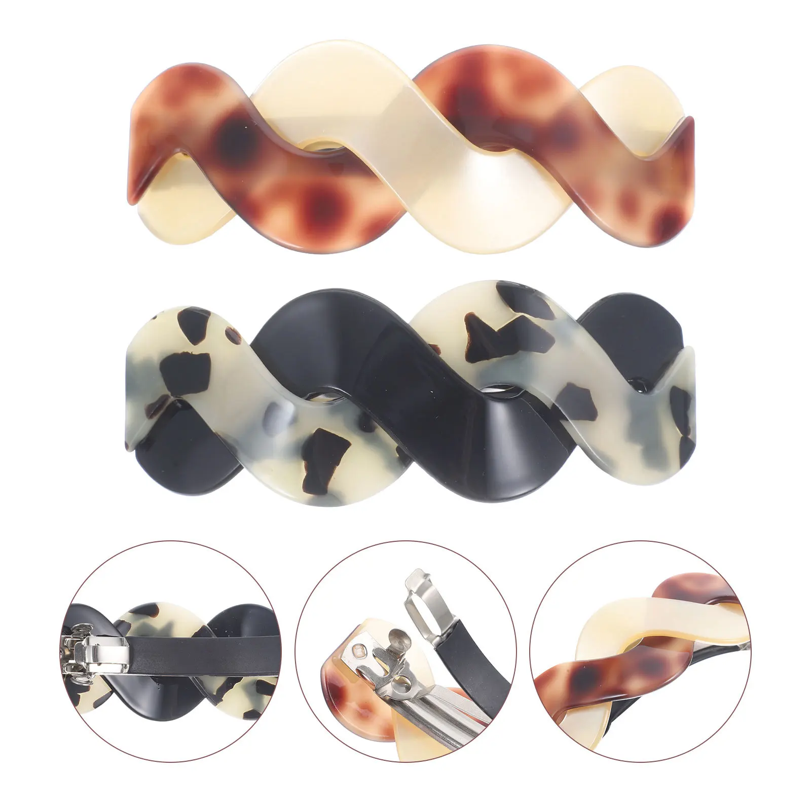 

2Pcs Lightweight Practical Acrylic Hair Clips Ponytail Holders for Women Easy to Carry and Store Stylish Accessory