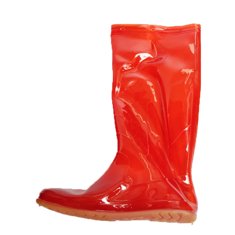 PVC Red Soft Cosplay Live Show Waterproof Rain Shoes Bottom Thick （1 to 2 size smaller attention when order)