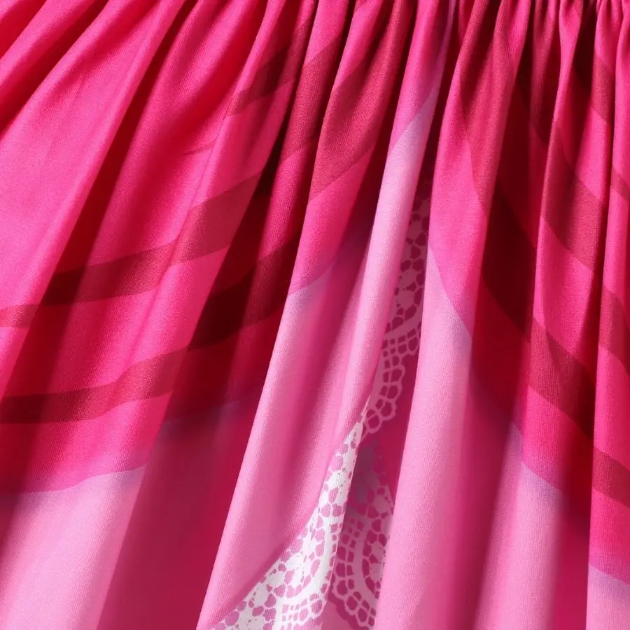 Mädchen Prinzessinnenkleid in Rosa-Pfirsich mit Rüschenärmeln für Kindergeburtstage und coole Feiertage – Detail 7