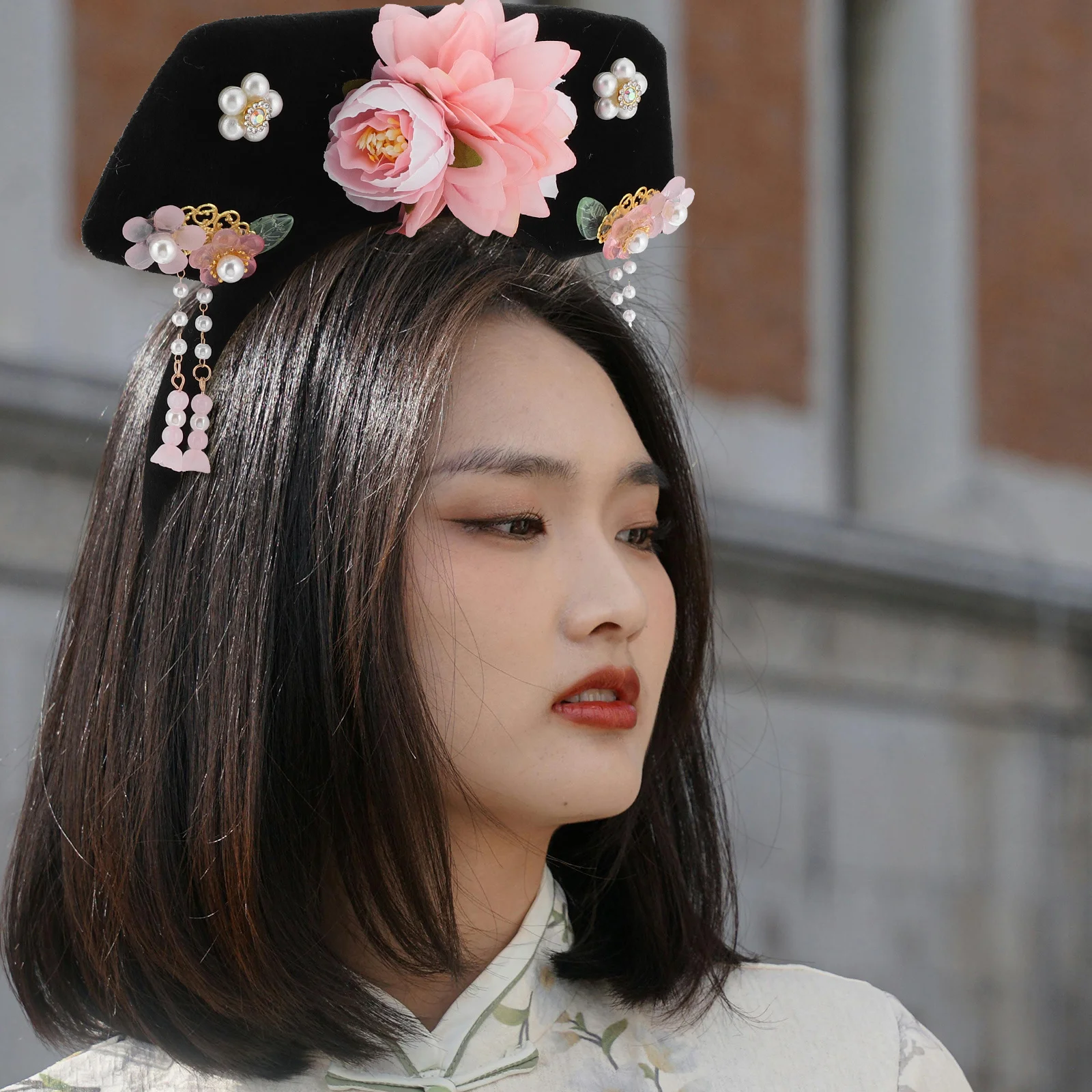 

Traditional Hanfu Hair Accessories Ancient Chinese Princess Hairband Qing Dynasty Hair Hoop for Dress Up Wedding Banquet Party