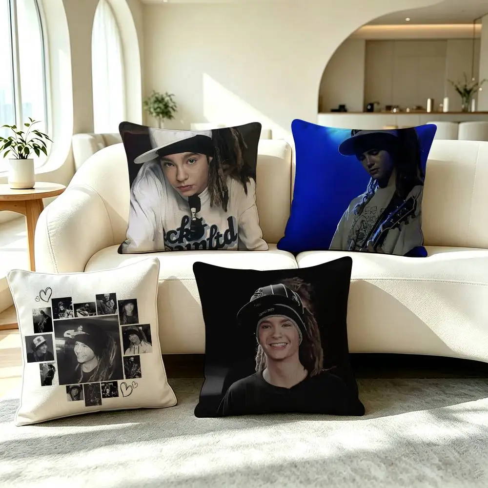 T-Tom Kaulitz Guitarist Pillow Case Square Double-Sided Sofa Cushion Cover Bedroom Bedside Pillow