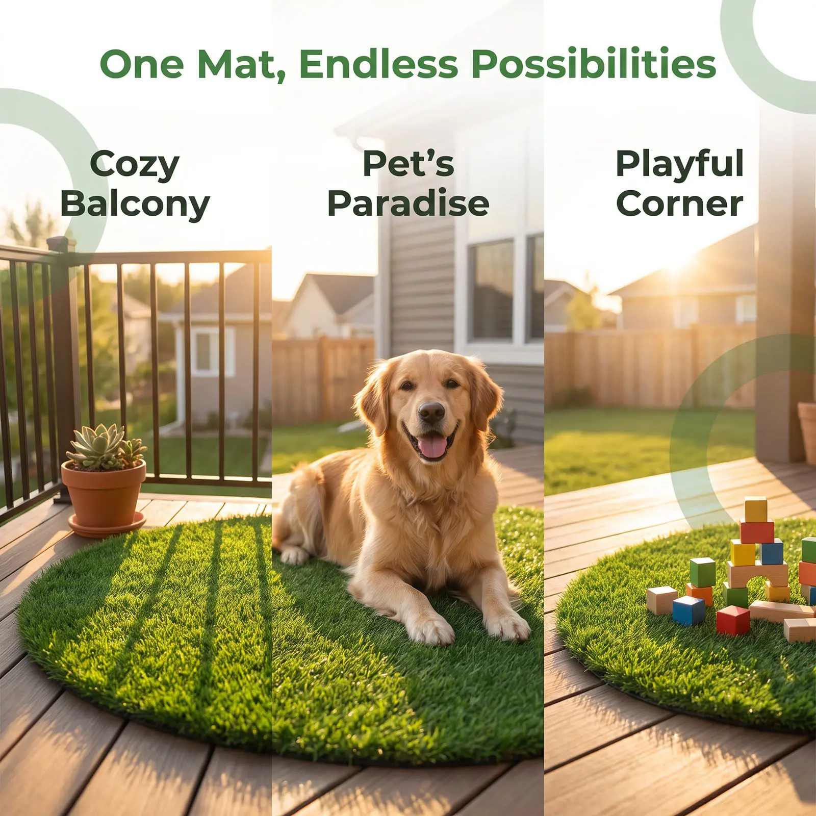 39 Inch Round Green Turf Rug Artificial Grass Turf for Manhole Cover Garden Edging Balcony Backyard Pet Dogs Lawn Mat Decor