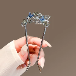 New Butterfly Fan U-shaped Hairpin for Women High-end Hair Clasp on the Back of the Head Modern Simple Bun Hair Sticks