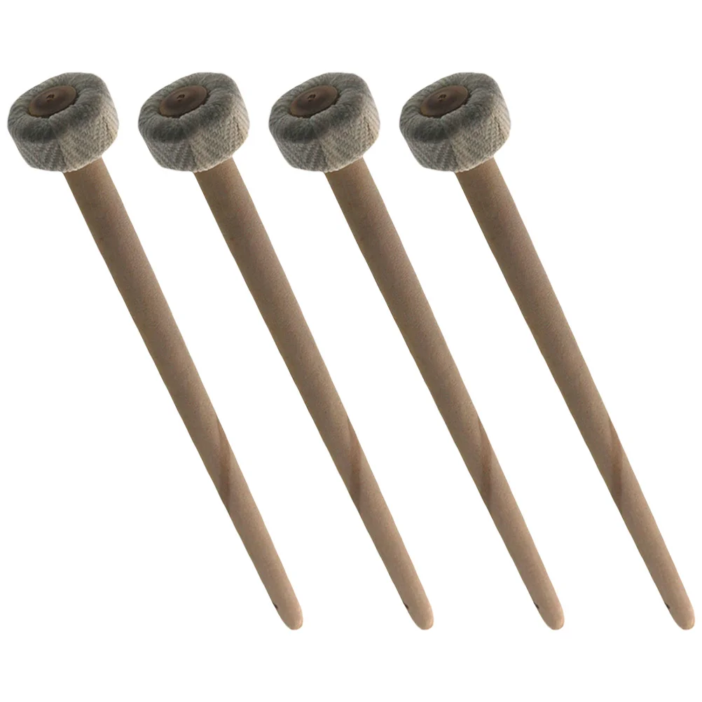 

4 Pcs Small Gong and Drumstick Wooden Sticks Drumsticks Mallet Cotton Heads Linen