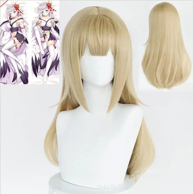 

Anime Cosplay Wig Long Yellow Heat Resistant Synthetic Hair Halloween Party Wigs Dakimakura Pillow Case Pillow Cover