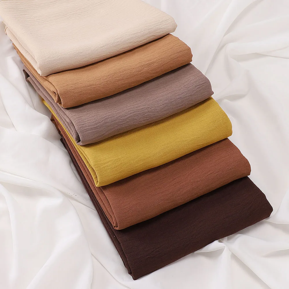 Heißer Verkauf Malaysia Moslemisches Hijab Falten Plain Lange Schal Islamischen Kopftuch Wraps Für Frauen Weibliche Foulard
