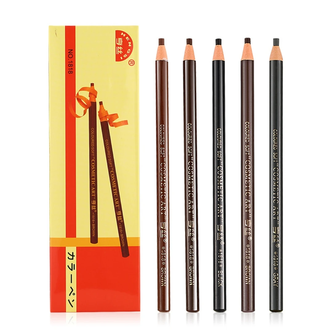 3PCS High quality Hengsi 1818 pull eyebrow pencil waterproof and non halo dyeing wooden hard core makeup artist\'s special pen