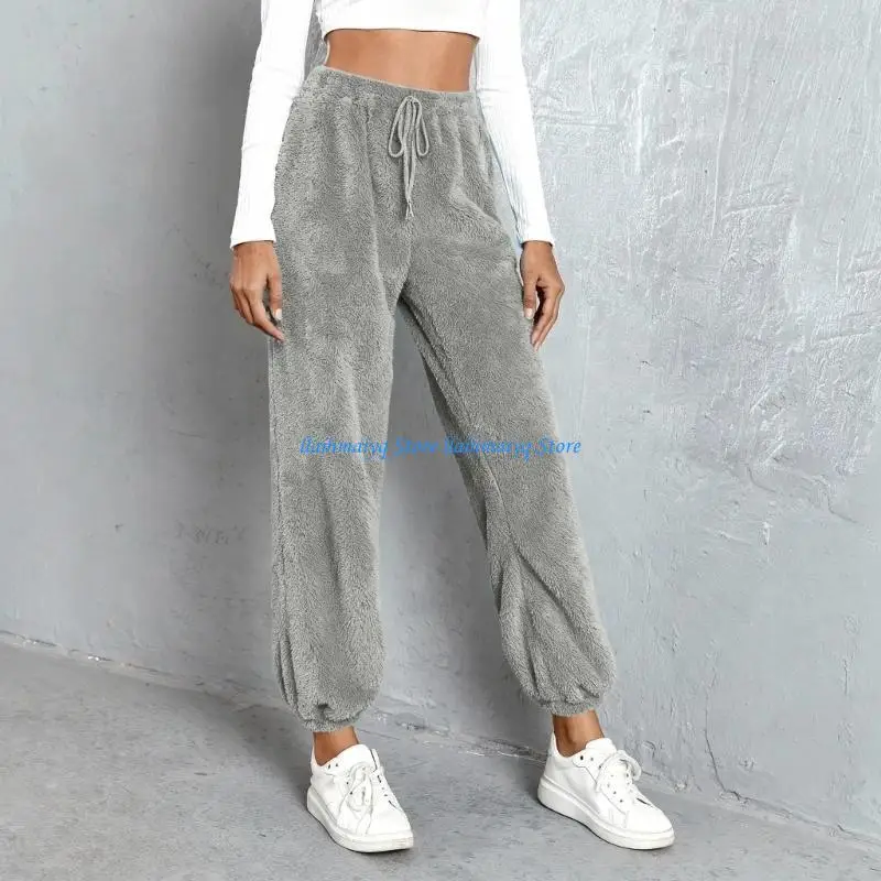 

573B Loose Wide Leg Women's Flannel Sleep Pants With Comfortable Drawstring For Lounging Sleeping Or Casual Outings In