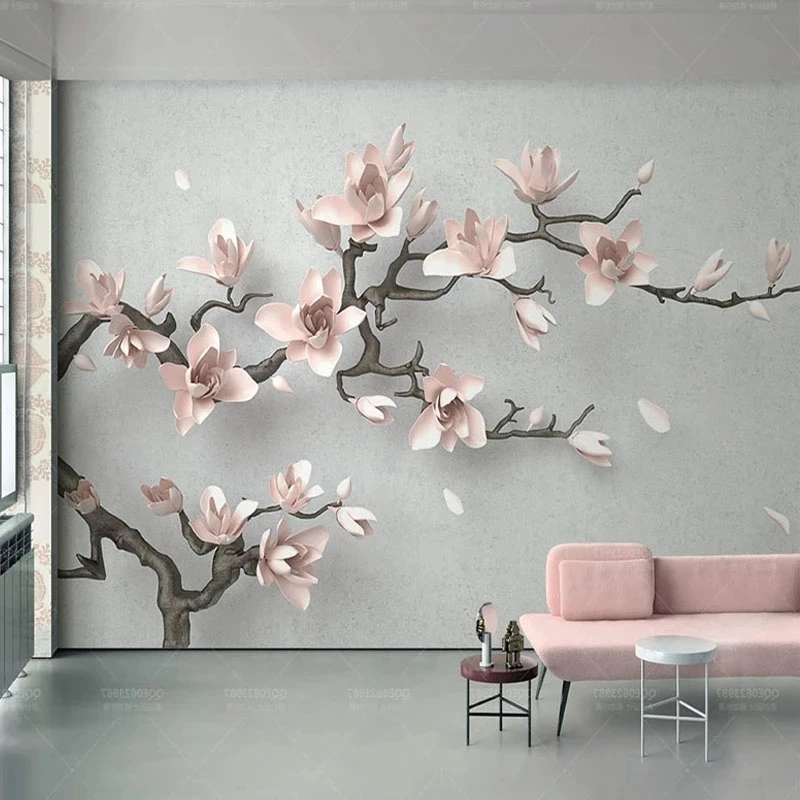 Custom Photo Wallpaper 3D Pink Magnolia Flower Branches Mural Bedroom tree Living room sofa TV background wall restaurant Hotel