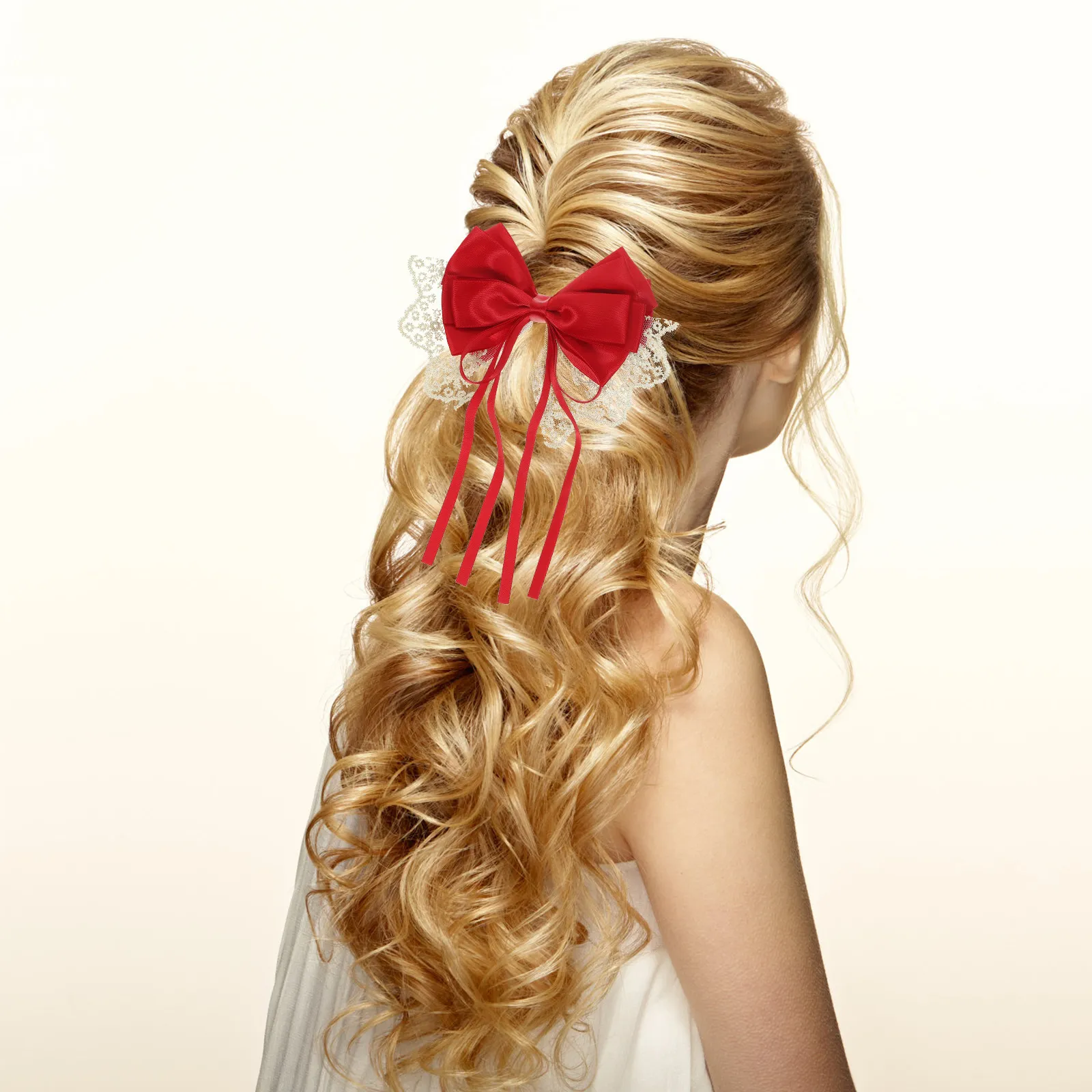 

Lace Bow Hair Clip Cute Decorative Duckbilled Hair Clip for Girls Women Birthday Wedding Party Prom Banquet Everyday Styling