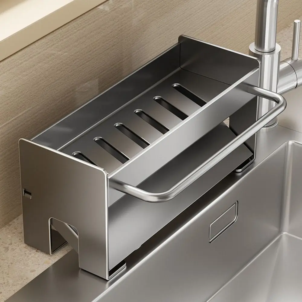 

Multifunctional Carbon Steel Sink Drain Rack Self-draining Rustproof Sink Sponge Holder Compact Sponge Holder Bathroom