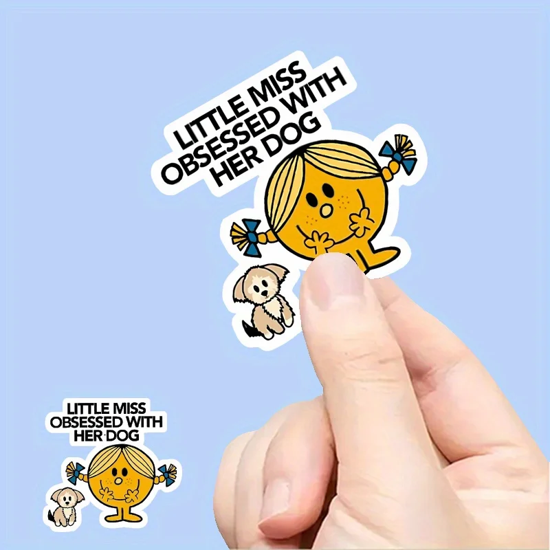 

Hailurui Little Girl and Puppy Cartoon Stickers - Matte texture single-use disposable stickers，Suitable for Laptop、Water Bottle